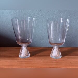 Two OLEG CASSINI DIAMOND ICED TEA GLASSES, Blown Thin Crystal, 10oz, 6 1/8"